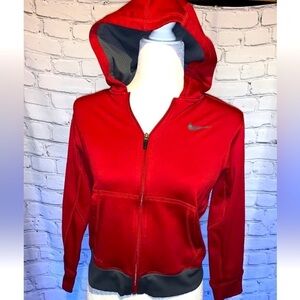 Nike Zippered Youth Sz Medium Full Zip Up Red Hooded